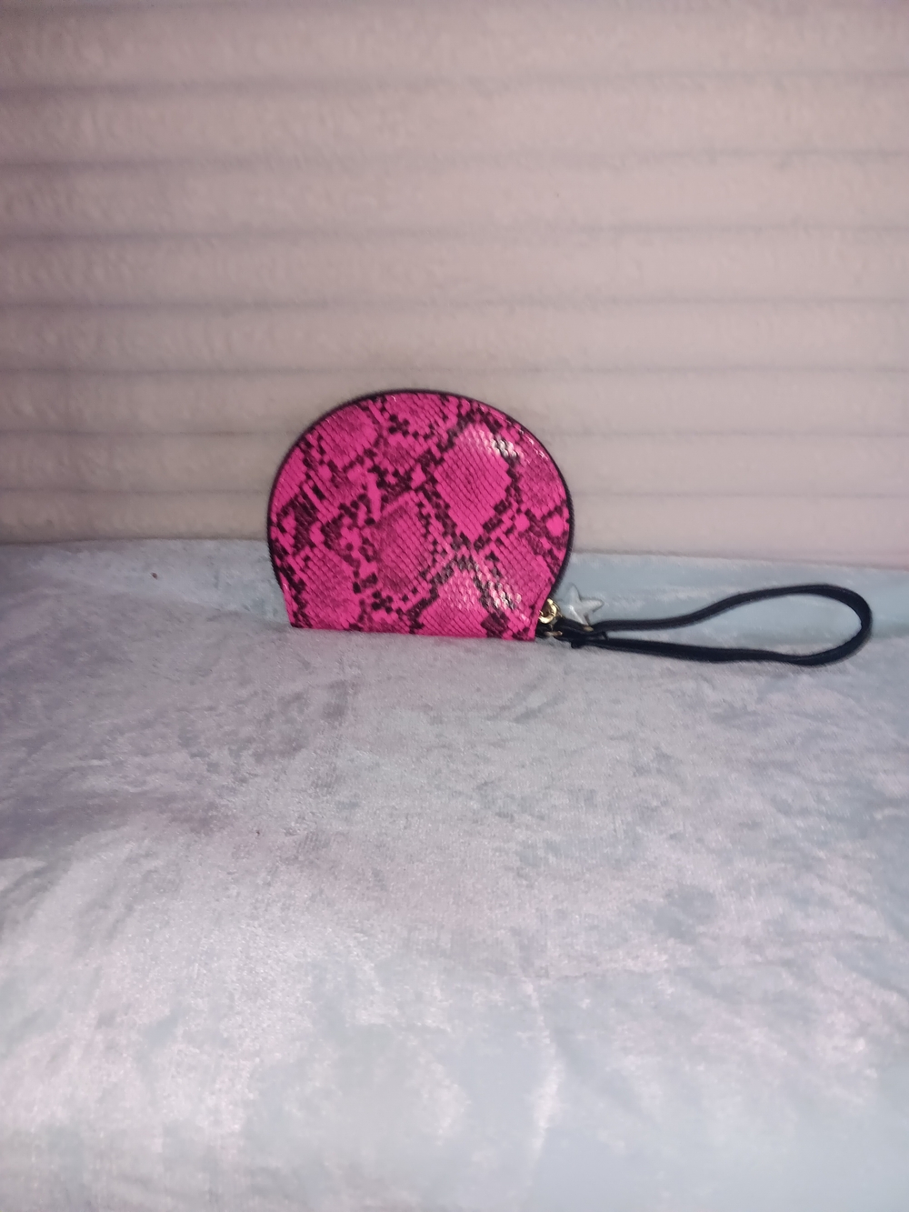 Pink Snake-Print Mini Wristlet Pouch